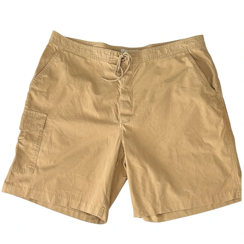 J. Crew Mens Cargo Board Shorts Beige Khaki Cotton Drawstring Walking Size 40 - Picture 3 of 7